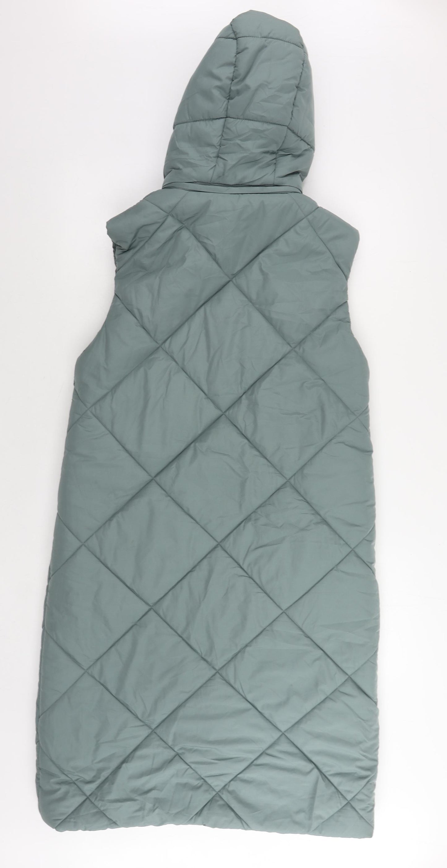 Marks and Spencer Womens Green Quilted Waistcoat Size 10 Zip - Hooded