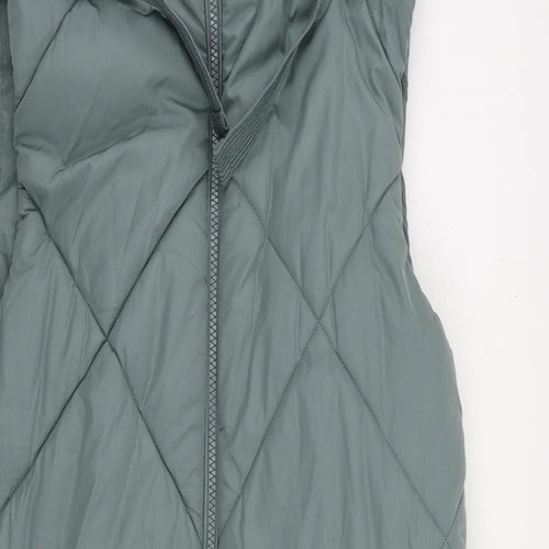 Marks and Spencer Womens Green Quilted Waistcoat Size 10 Zip - Hooded