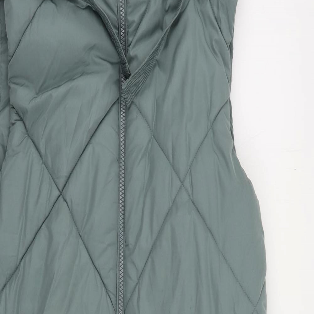 Marks and Spencer Womens Green Quilted Waistcoat Size 10 Zip - Hooded