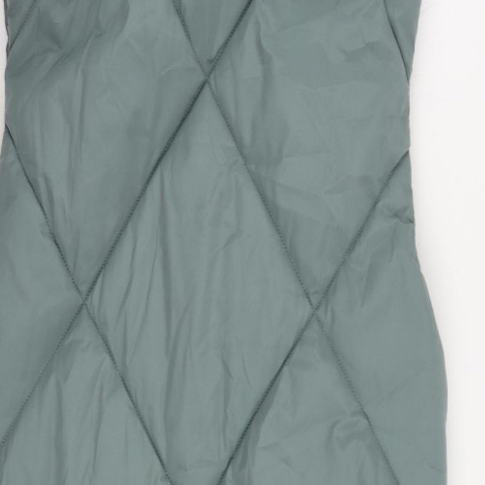 Marks and Spencer Womens Green Quilted Waistcoat Size 10 Zip - Hooded
