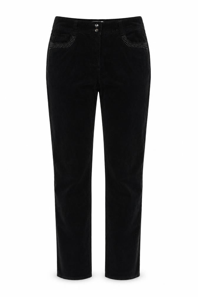 Soon Womens Black Cotton Trousers Size 10 L32 in Regular Zip - Embellished