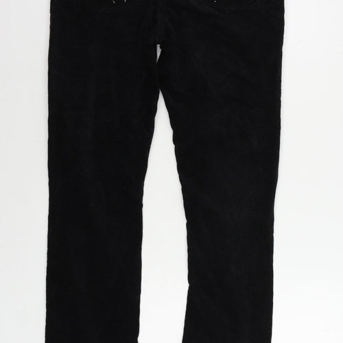 Soon Womens Black Cotton Trousers Size 10 L32 in Regular Zip - Embellished