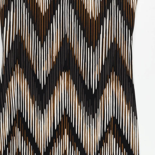 CC Womens Brown Geometric Polyester Sheath Size L V-Neck Pullover