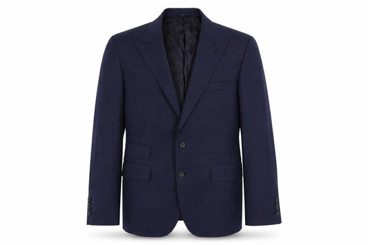 Front view of Marks & Spencer men’s blue wool jacket suit jacket, size 44, regular