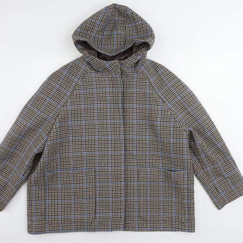 Marks and Spencer Womens Brown Geometric Jacket Size 22 Zip - Hooded