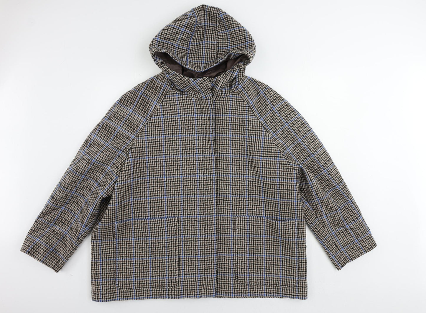 Marks and Spencer Womens Brown Geometric Jacket Size 22 Zip - Hooded