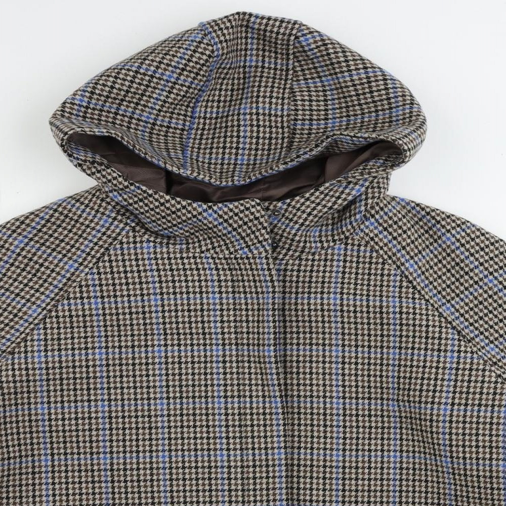 Marks and Spencer Womens Brown Geometric Jacket Size 22 Zip - Hooded