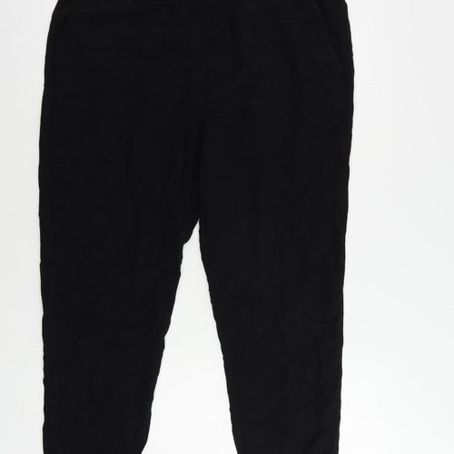 H&M Womens Black Viscose Trousers Size 18 L26 in Regular - Elastic Waist