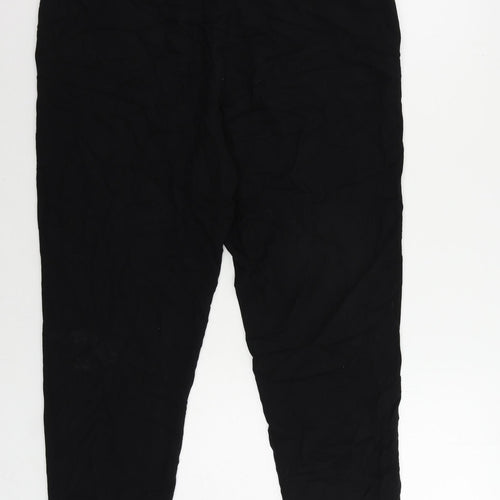H&M Womens Black Viscose Trousers Size 18 L26 in Regular - Elastic Waist