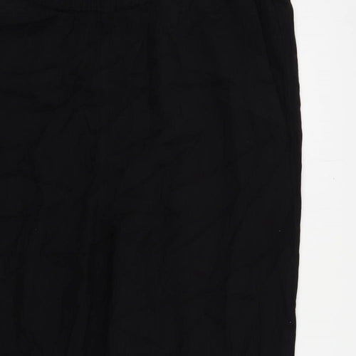 H&M Womens Black Viscose Trousers Size 18 L26 in Regular - Elastic Waist