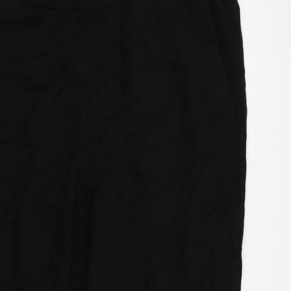 H&M Womens Black Viscose Trousers Size 18 L26 in Regular - Elastic Waist