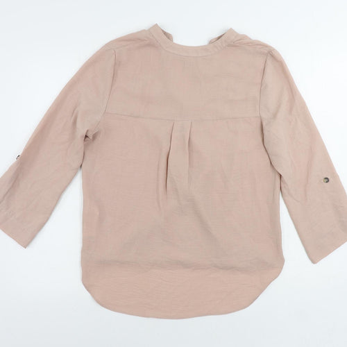 Principles Womens Pink Polyester Basic Blouse Size 10 V-Neck