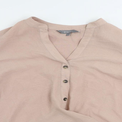 Principles Womens Pink Polyester Basic Blouse Size 10 V-Neck