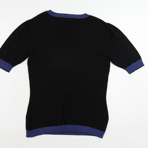 Autonomy Womens Black Scoop Neck Viscose Pullover Jumper Size 12 - Contrasting Trim