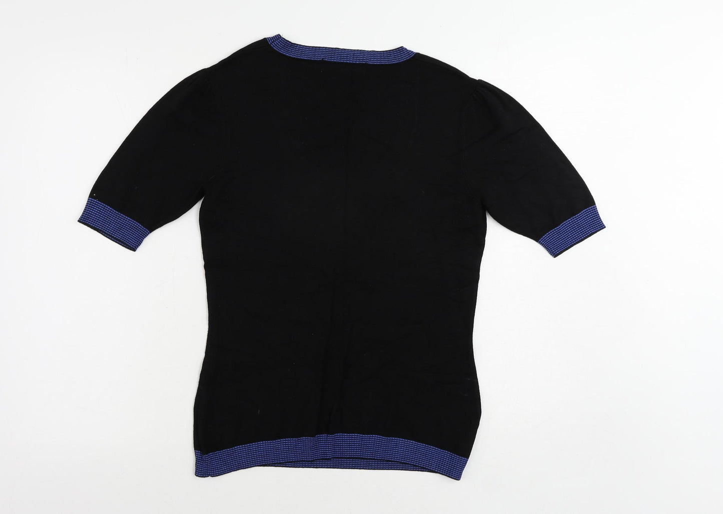 Autonomy Womens Black Scoop Neck Viscose Pullover Jumper Size 12 - Contrasting Trim