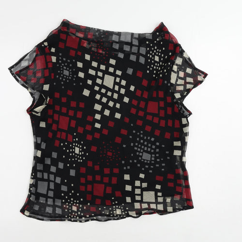 Alex & Co. Womens Black Geometric Polyester Basic Blouse Size 18 Cowl Neck
