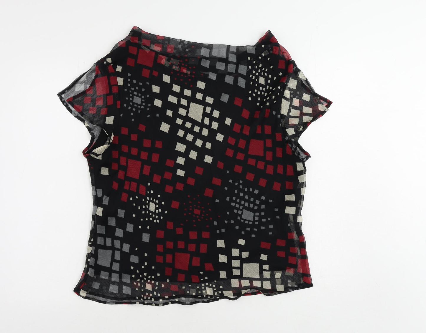 Alex & Co. Womens Black Geometric Polyester Basic Blouse Size 18 Cowl Neck