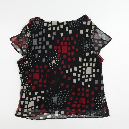 Alex & Co. Womens Black Geometric Polyester Basic Blouse Size 18 Cowl Neck