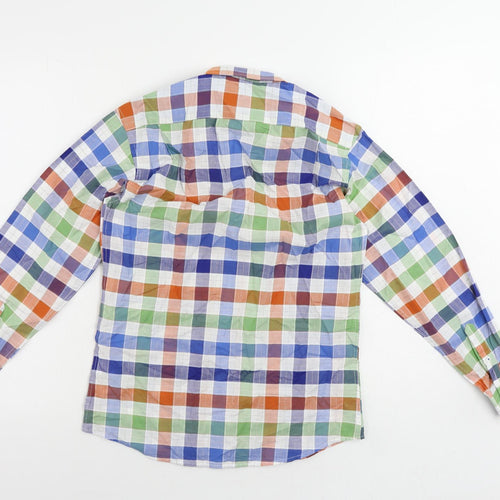 Isaac Mizrahi Womens Multicoloured Plaid Cotton Basic Button-Up Size 14 Collared