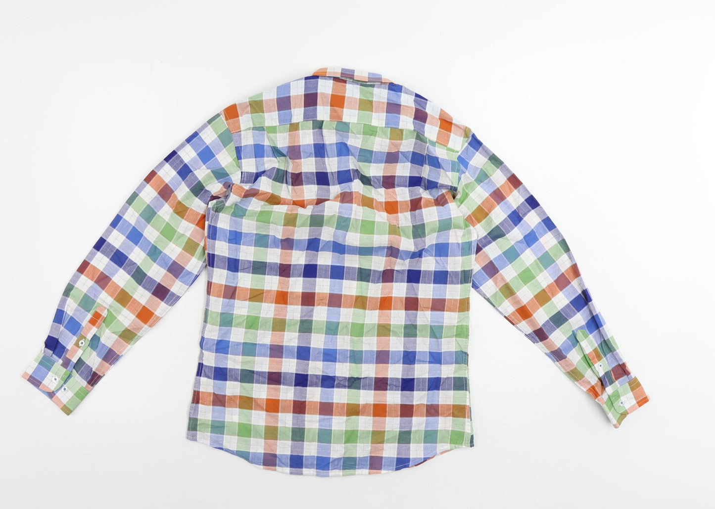 Isaac Mizrahi Womens Multicoloured Plaid Cotton Basic Button-Up Size 14 Collared
