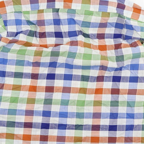Isaac Mizrahi Womens Multicoloured Plaid Cotton Basic Button-Up Size 14 Collared