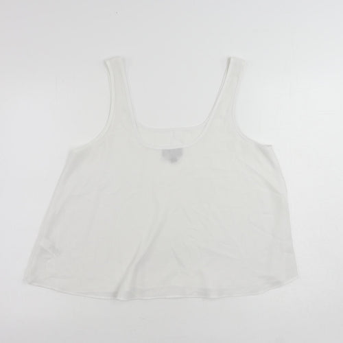 Topshop Womens White Polyester Basic Tank Size 10 Scoop Neck
