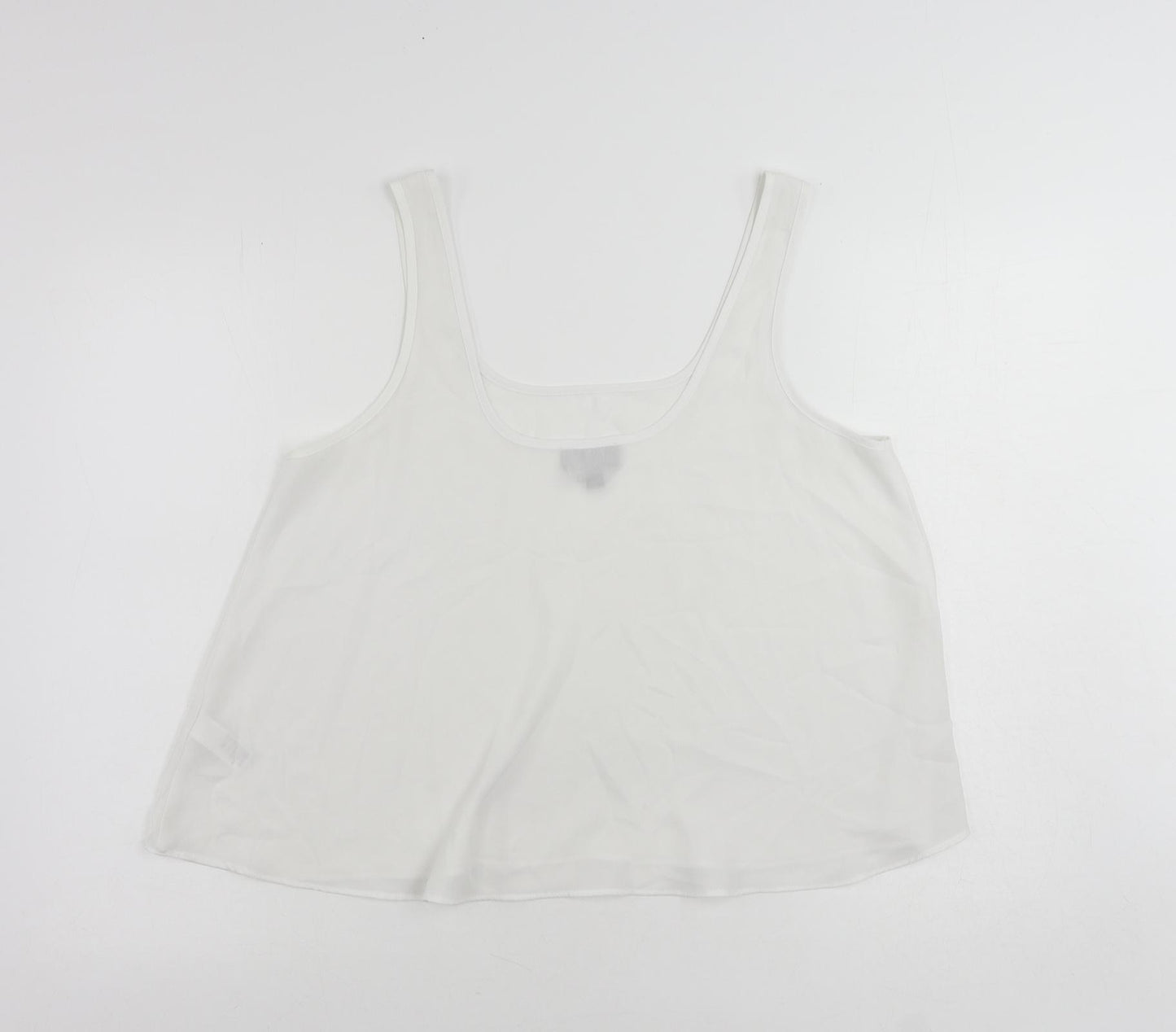 Topshop Womens White Polyester Basic Tank Size 10 Scoop Neck