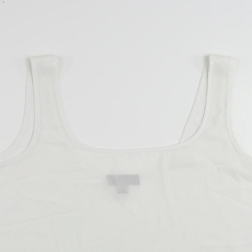 Topshop Womens White Polyester Basic Tank Size 10 Scoop Neck