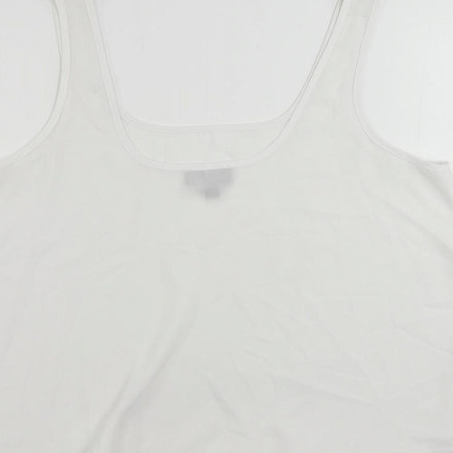 Topshop Womens White Polyester Basic Tank Size 10 Scoop Neck