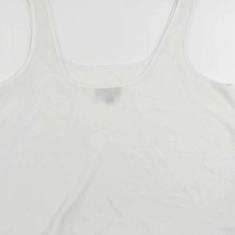Topshop Womens White Polyester Basic Tank Size 10 Scoop Neck