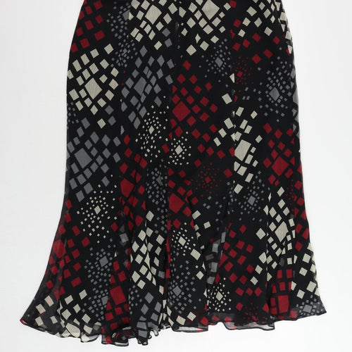 Alex & Co. Womens Black Geometric Polyester A-Line Skirt Size 20 Zip