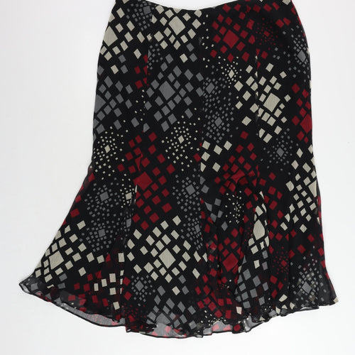 Alex & Co. Womens Black Geometric Polyester A-Line Skirt Size 20 Zip