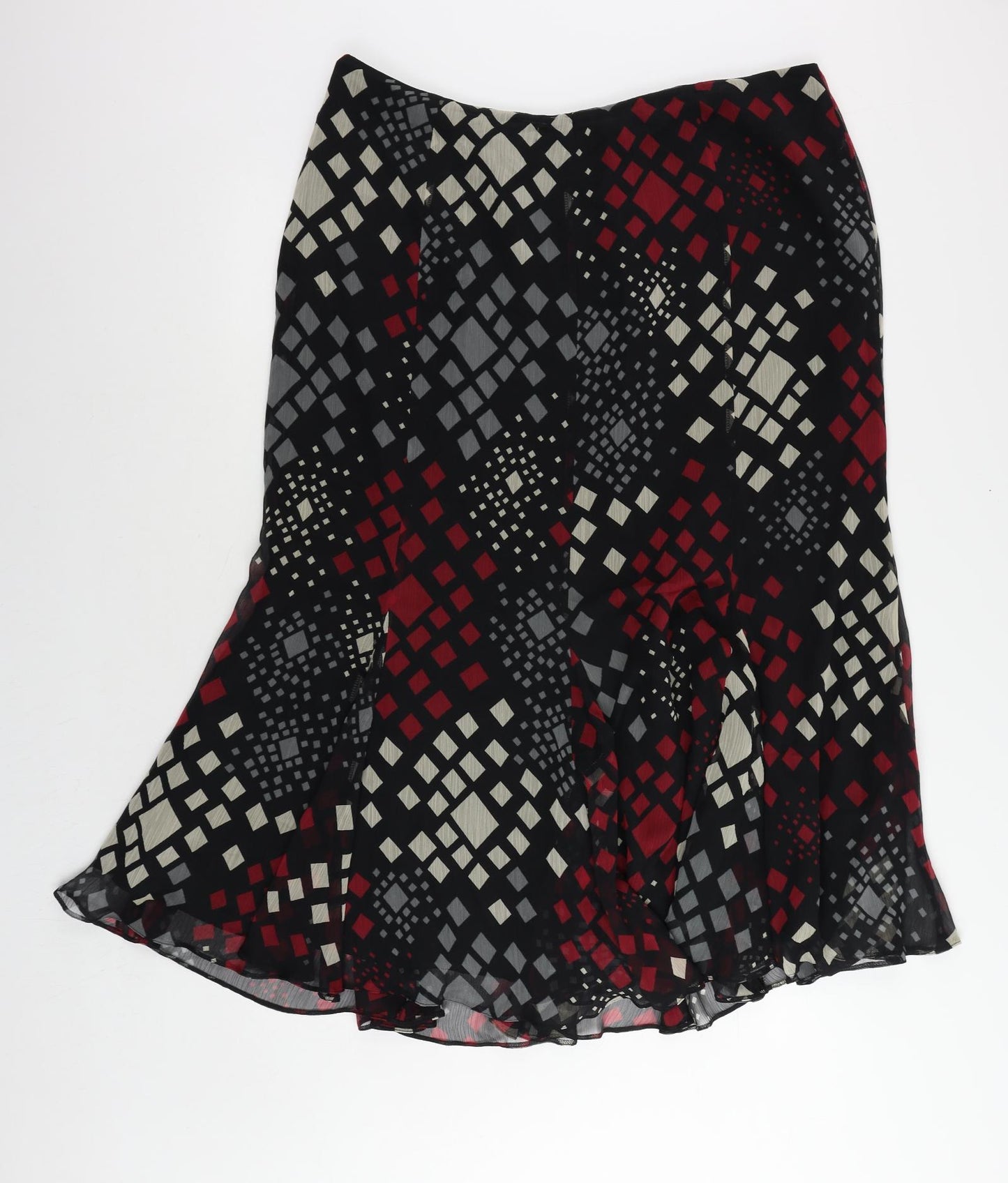 Alex & Co. Womens Black Geometric Polyester A-Line Skirt Size 20 Zip