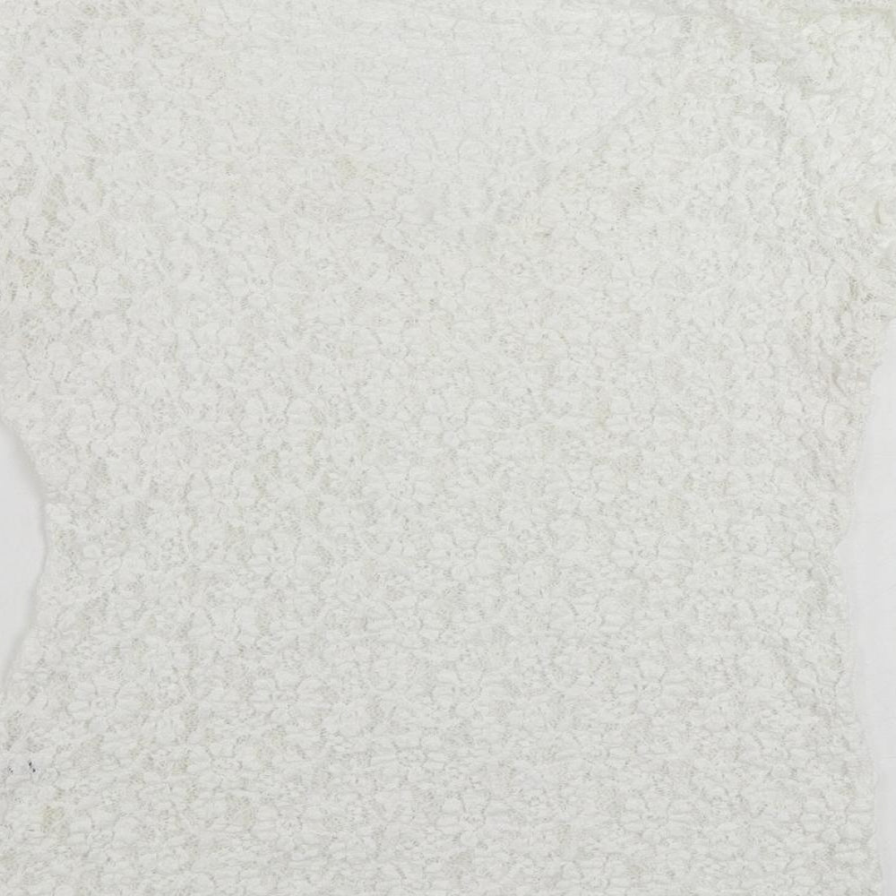 Per Una Womens White Viscose Basic Blouse Size 12 V-Neck - Sheer