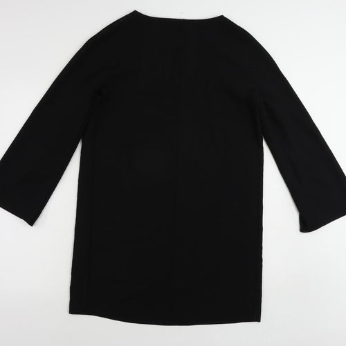 Zara Womens Black Polyester Sheath Size S Boat Neck Pullover