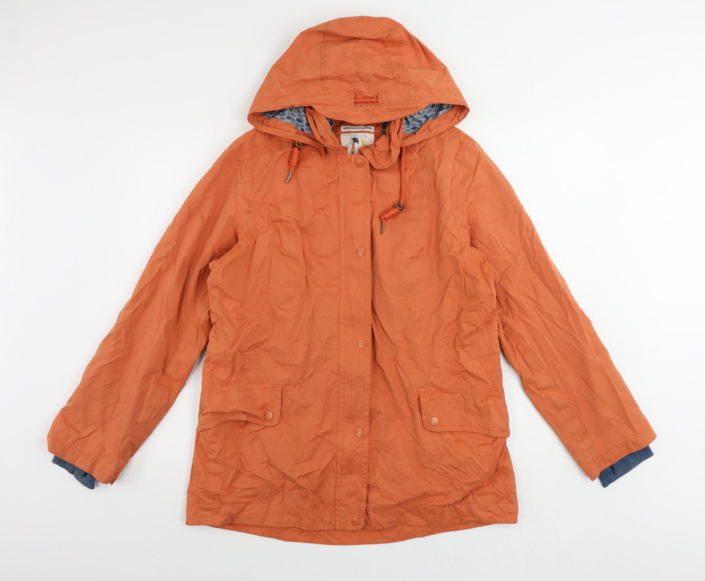 Seasalt Womens Orange Rain Coat Coat Size 14 Zip - Waterproof Breathable