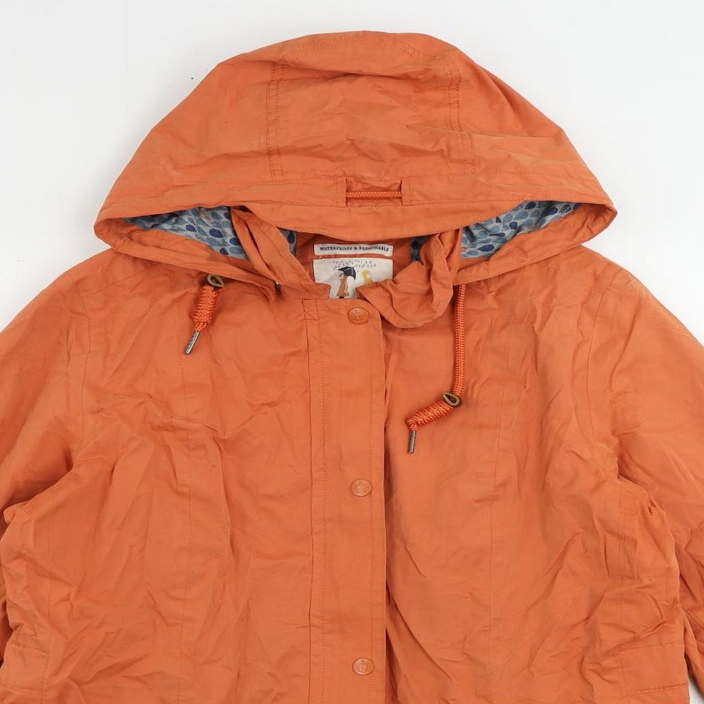 Seasalt Womens Orange Rain Coat Coat Size 14 Zip - Waterproof Breathable