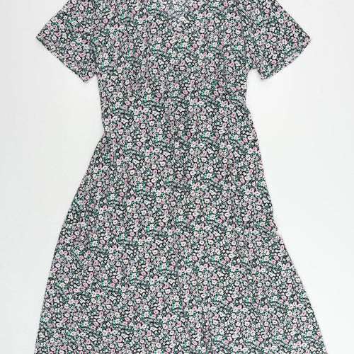 Bonmarché Womens Multicoloured Floral Polyester A-Line Size 14 V-Neck