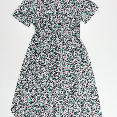 Bonmarché Womens Multicoloured Floral Polyester A-Line Size 14 V-Neck