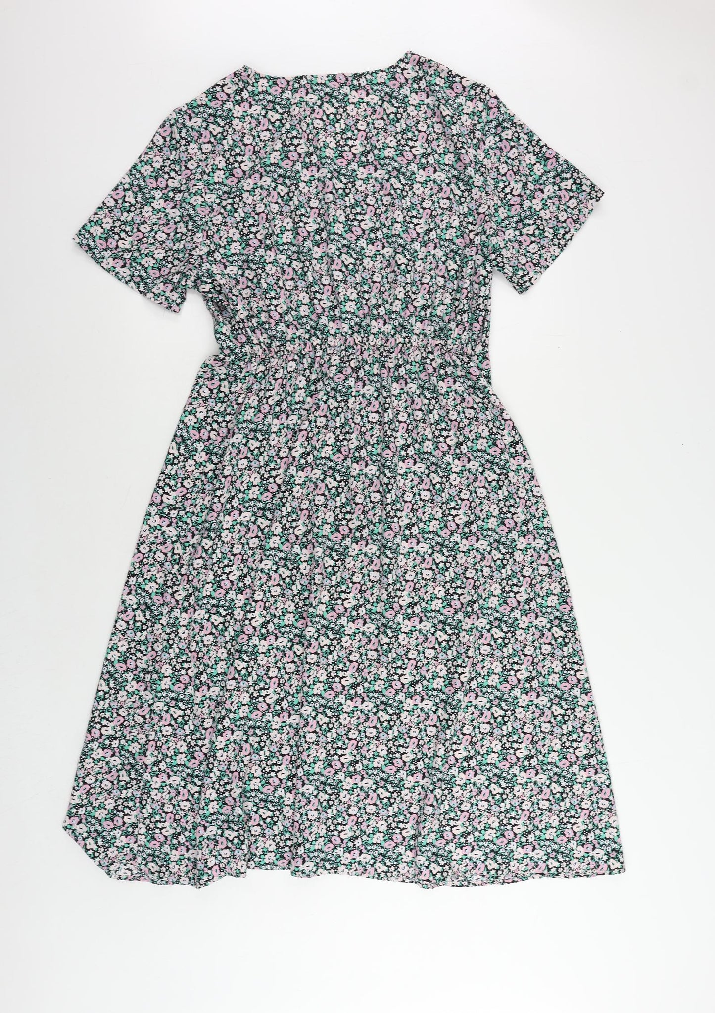 Bonmarché Womens Multicoloured Floral Polyester A-Line Size 14 V-Neck