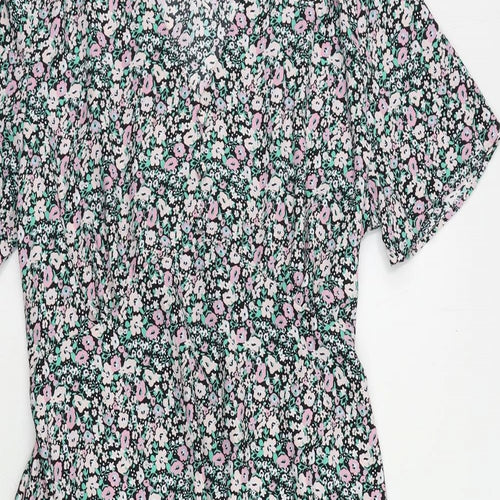 Bonmarché Womens Multicoloured Floral Polyester A-Line Size 14 V-Neck
