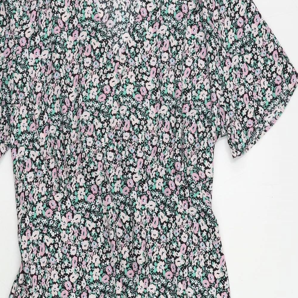Bonmarché Womens Multicoloured Floral Polyester A-Line Size 14 V-Neck