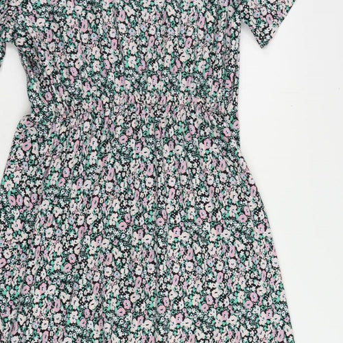 Bonmarché Womens Multicoloured Floral Polyester A-Line Size 14 V-Neck