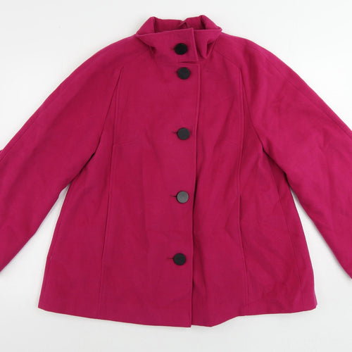 Marks and Spencer Womens Pink Pea Coat Coat Size 12 Button