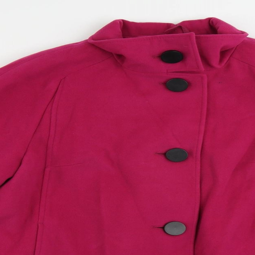 Marks and Spencer Womens Pink Pea Coat Coat Size 12 Button