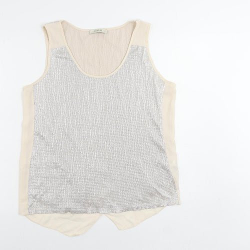Oasis Womens Beige Polyester Basic Tank Size M Scoop Neck - Metallic