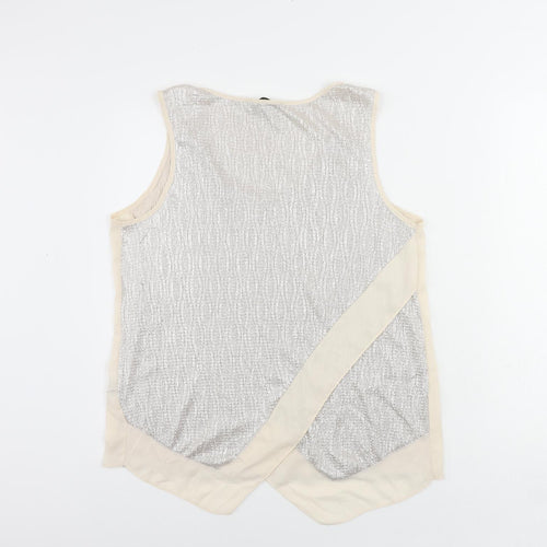 Oasis Womens Beige Polyester Basic Tank Size M Scoop Neck - Metallic