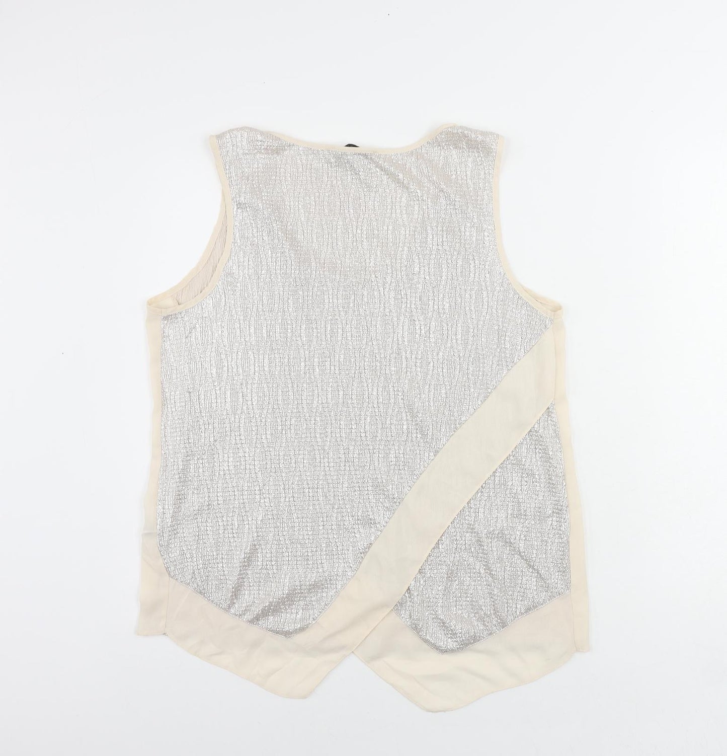 Oasis Womens Beige Polyester Basic Tank Size M Scoop Neck - Metallic