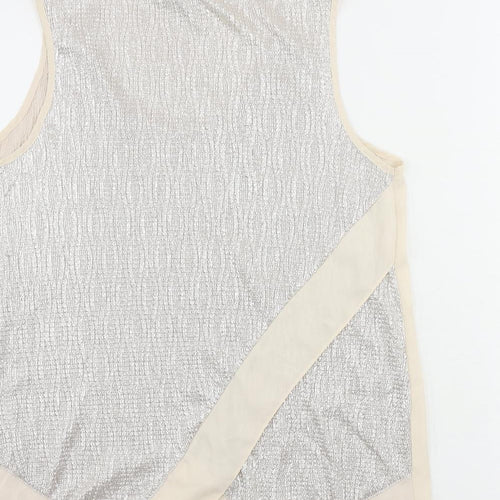 Oasis Womens Beige Polyester Basic Tank Size M Scoop Neck - Metallic