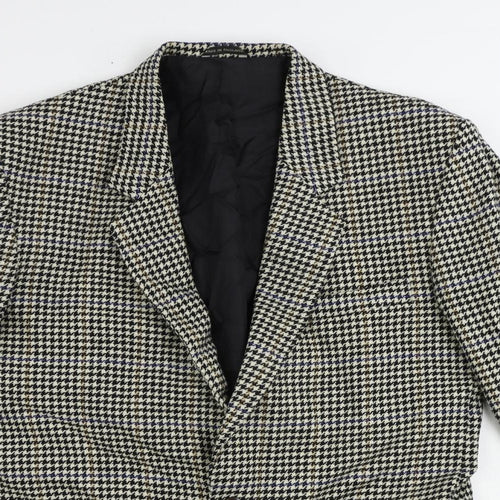 Club Mens Beige Geometric Wool Jacket Blazer Size 38 Regular